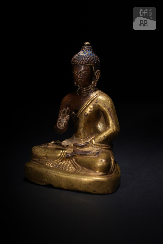 明 扎什布伦寺风格 铜鎏金不空成就佛 - 图2